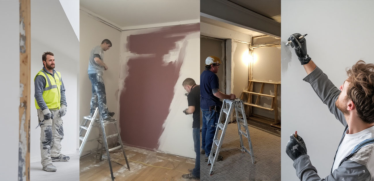 Peintre au travail pour un dépannage peinture en urgence.