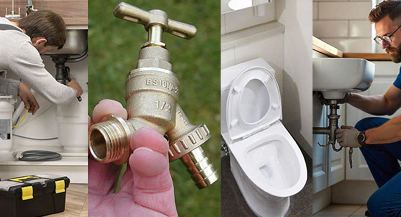 Differentes photos d'un plombier en intervention chez un particulier. Réparation WC, Toilettes.